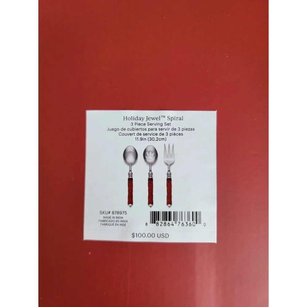 Lenox NEW holiday jewels spiral three-piece serving set Xmas‎ unique large